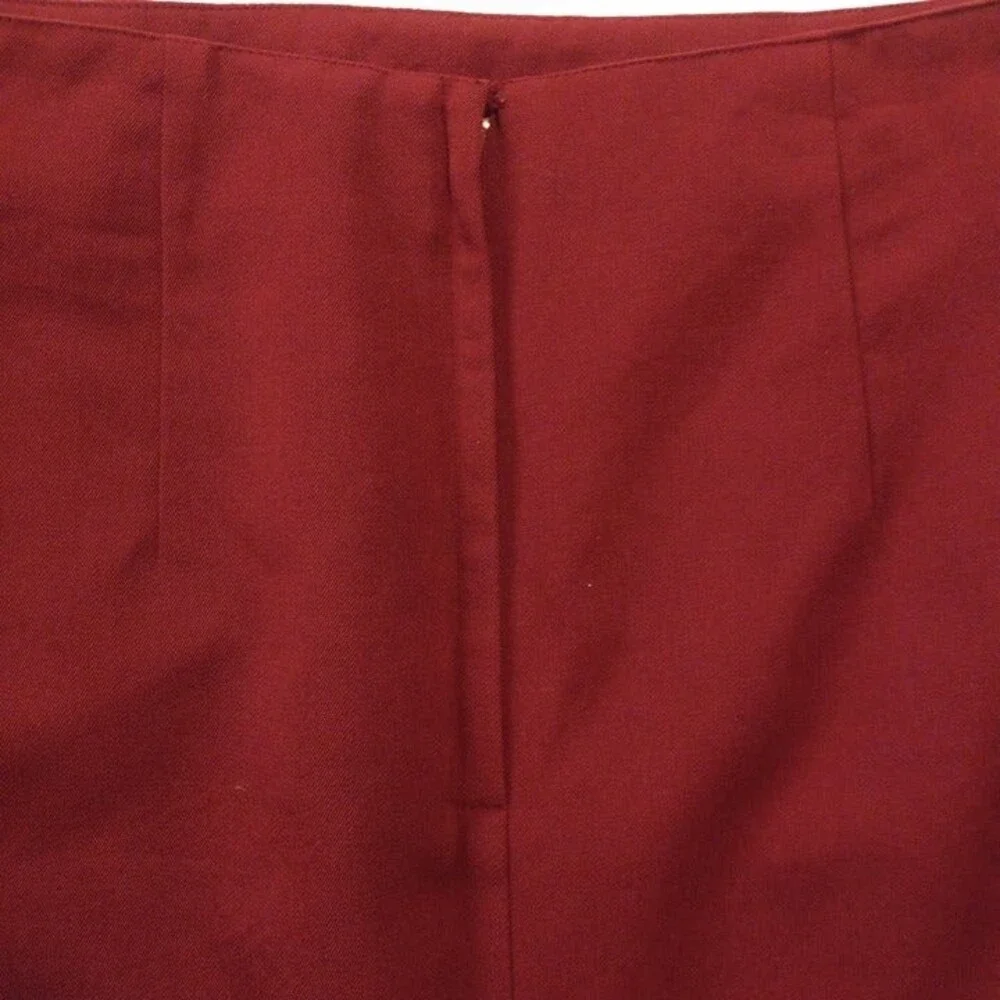 Winterport Wool Pencil Skirt-Size 12-Burgundy-Pockets-Lined-Preppy-Vintage
